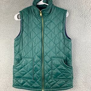 Lexi‎ York Reversible Vest Womens Small Green Blue Quilted Fleece Outdoor Zipper